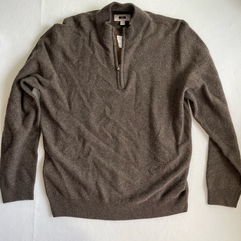 Joseph Abboud L Wool Blend Textured Knit‎ 1/4 Zip Sweater 3XL NEW brown